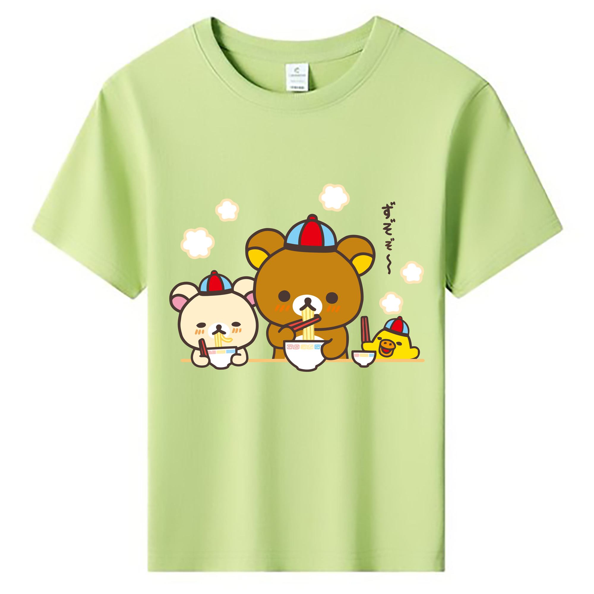 （画像用） リラックマ リラックマ キイロイトリ Rilakkuma Korilakkuma Kiiroitori 綿100％キッズTシャツ（フロントプリント）